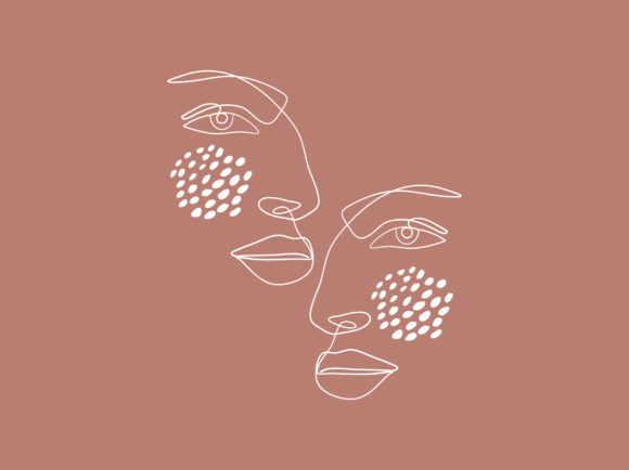 Download Abstract Line Art Woman Two Face Drawing - Abstract line art Collection