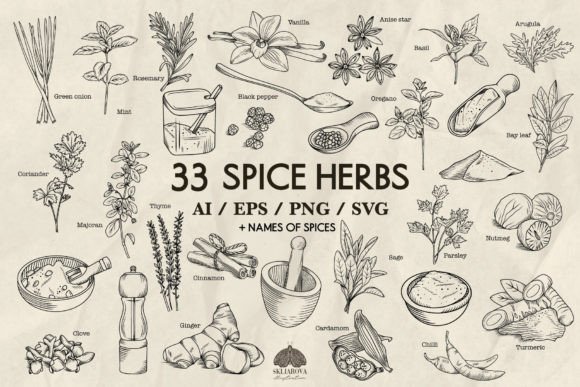 Download Spices and Kitchen Herbs Svg Png Eps - Herbs Collection